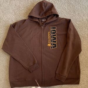 Vintage Iowa Hawkeyes Zip-up brown hoodie tailgate sweatshirt men’s xl